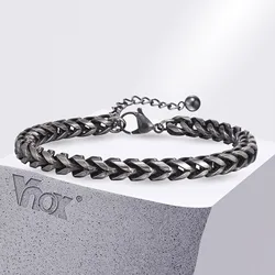 Vnox Vintage Mens Stainless Steel Bracelets, Double Layered Round Curb Chain Wristband, Oxidized Viking Punk Jewelry