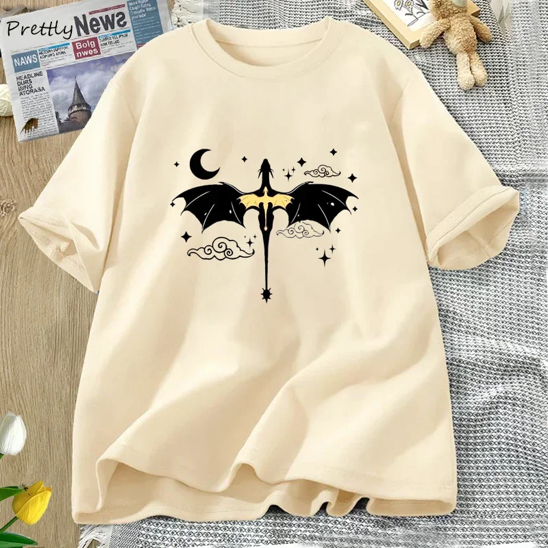 Dragon Rider Tee Fourth Wing Basgiath War College T Shirt Women Cotton Short Sleeve Book Lover Bookish T-shirt Dark Academia