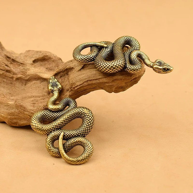 1PC Copper Brass Mini Snake Antique Bronze Decor Figurines For Interior Decoration Desktop Ornament Pure Copper Miniature Statue