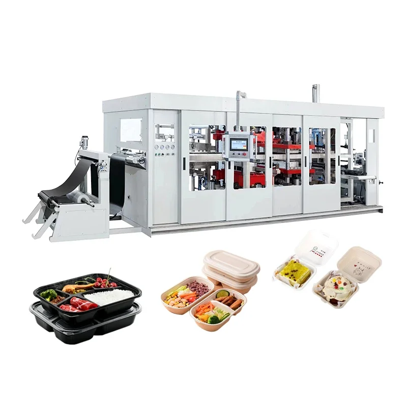 Food Container Forming Machine Three Stations Plastic Vacuum Thermoforming Machines