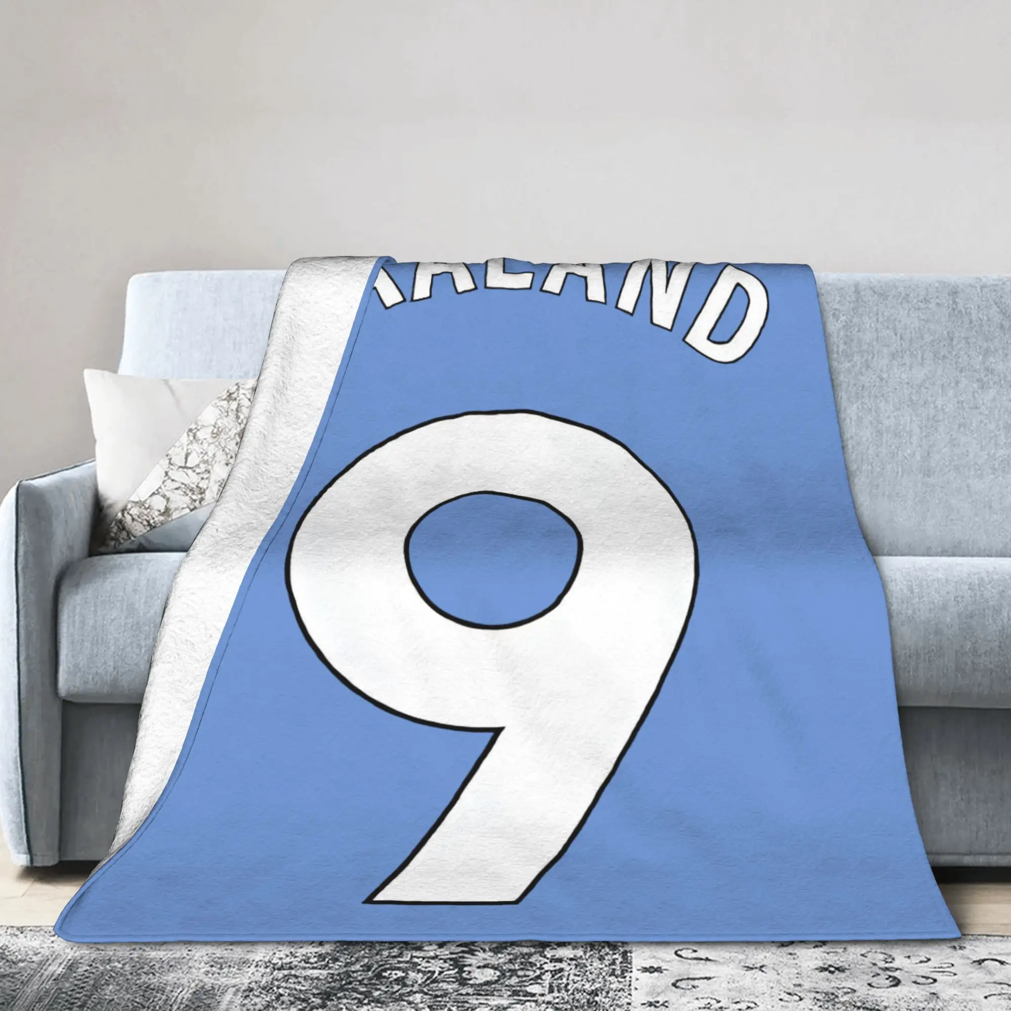 Haalands Fleece Throw Blanket Number 9 Football Blanket for Sofa Outdoor Lightweight Thin Bedroom Quilt