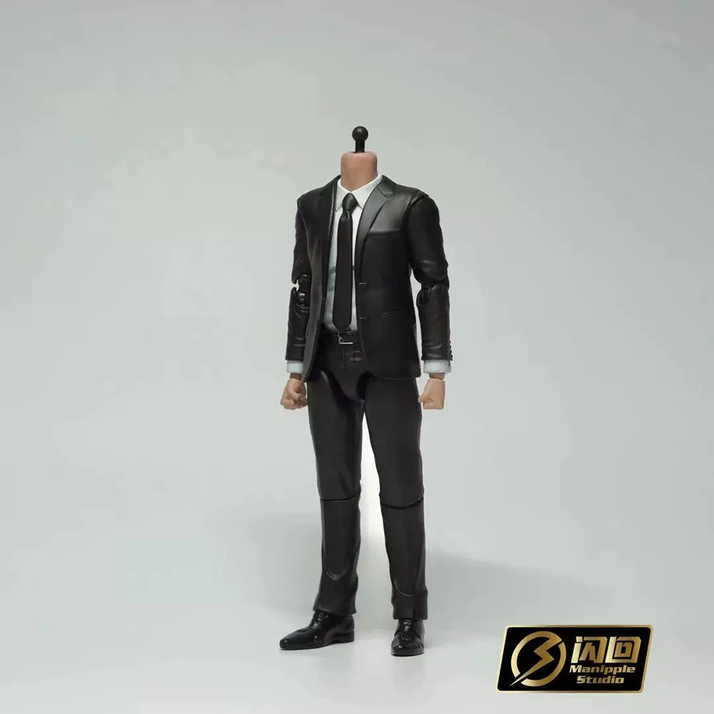 Manipple Studio 1/12 Scale Black Blue Grey Suit Male Body Action Figure Dolls with Hands Model Fit 6'' SHF MAFEX Head Sculpts