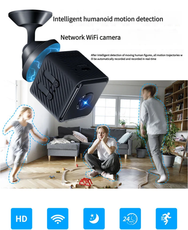 

infrared night vision movement detection wireless home indoor security nanny wifi security camera mini camera