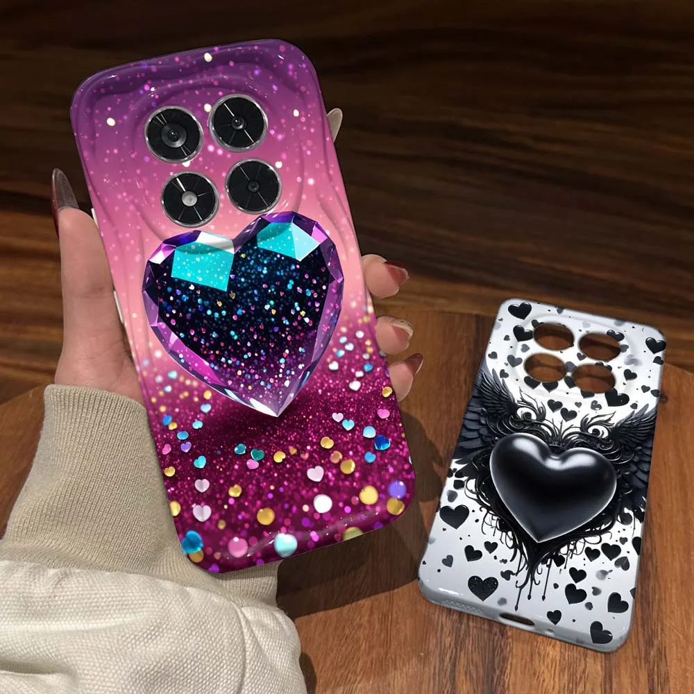 

Luxury Love Pattern Cover For Redmi Note 15 14 13 12 12S 12T 11 11T 11S 10 10S SE Pro Plus 4G 5G Feilin Wave Oil Shell