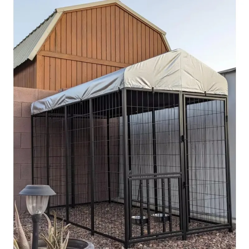 

High Quality Large Outdoor Dog Kennel 8'L x 4'W x 5.6'H Pet Cage Removable Roof Easy to Clean for Puppies and Dogs
