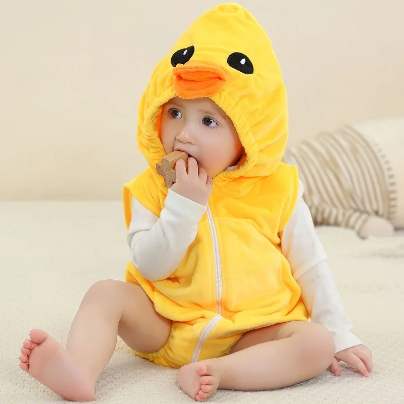 Baby Boy Girl Clothes Giraffes Unicorns Fox Cows Dinosaurs Duck Animal Cosplay Costume Flannel Sleeveless Vest Jumpsuits Outfit