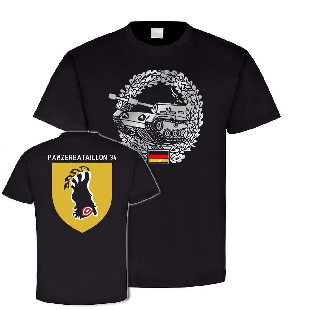 Bundeswehr PzBtl 34 Tank Battalion Insignia T-Shirt 100% Cotton O-Neck Summer Short Sleeve Casual Mens T-shirt Size S-3XL