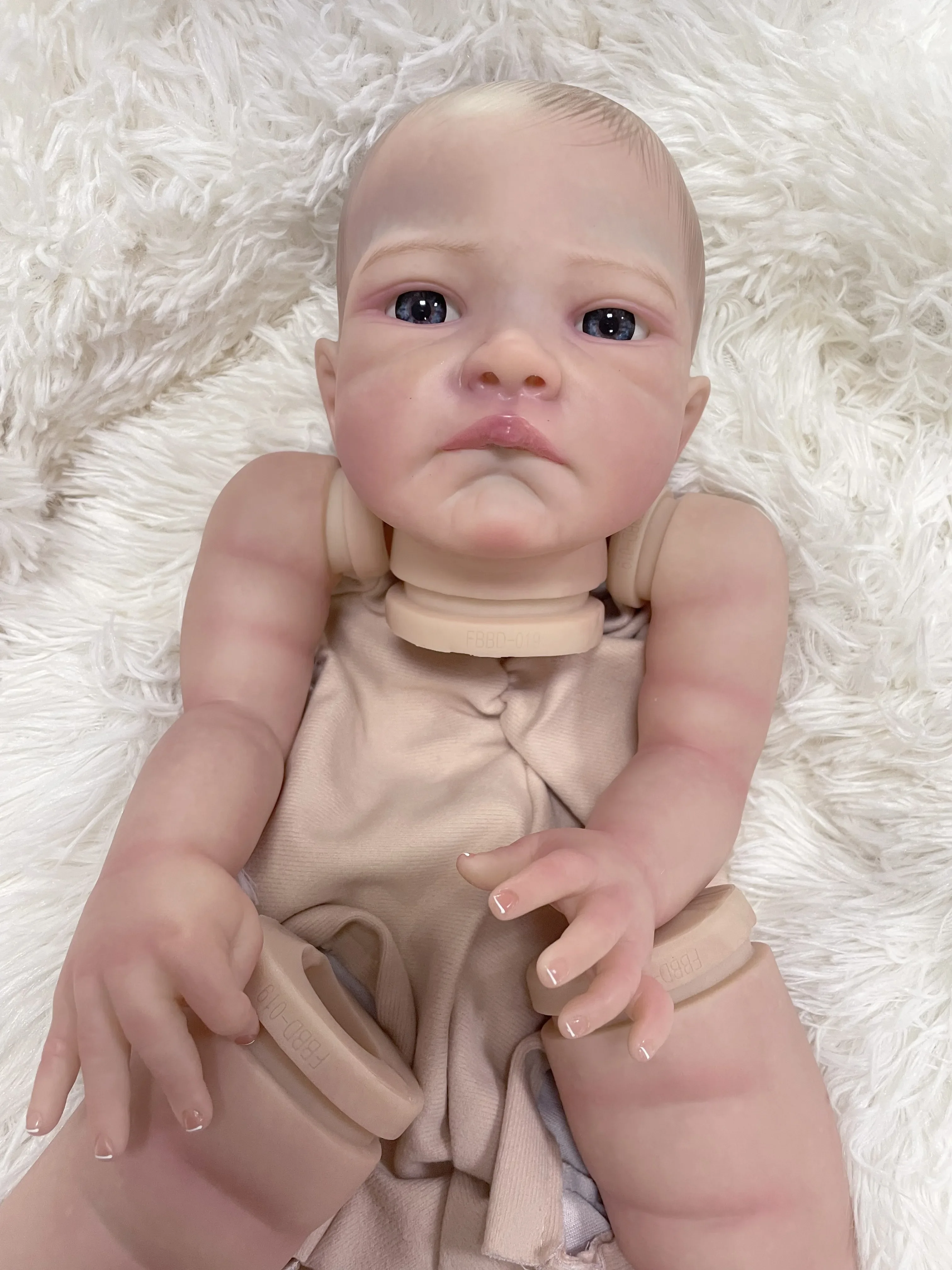 19inch Reborn Doll Kit August Awake Unfinished Already Paited DIY Parts with Cloth Body and Eyes