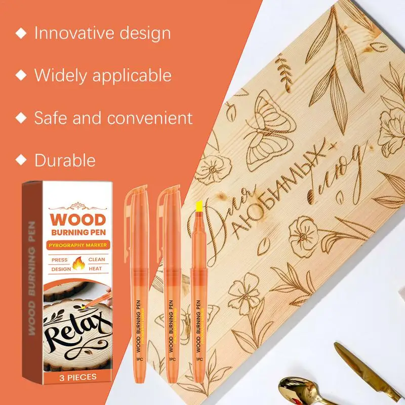 Wood Stain Marker Wooden Burning Pens 3 Pieces Scorch Pen Wooden Burning Tools Wood Burning Kit For Artists Beginners In Wood