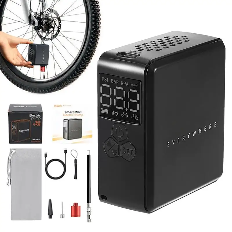 

Mini Electric Bike Pump Lightweight Tire Inflator Bike Pump Portable Air Compressor For Bike Tires Cordless Air Pump Bicycle