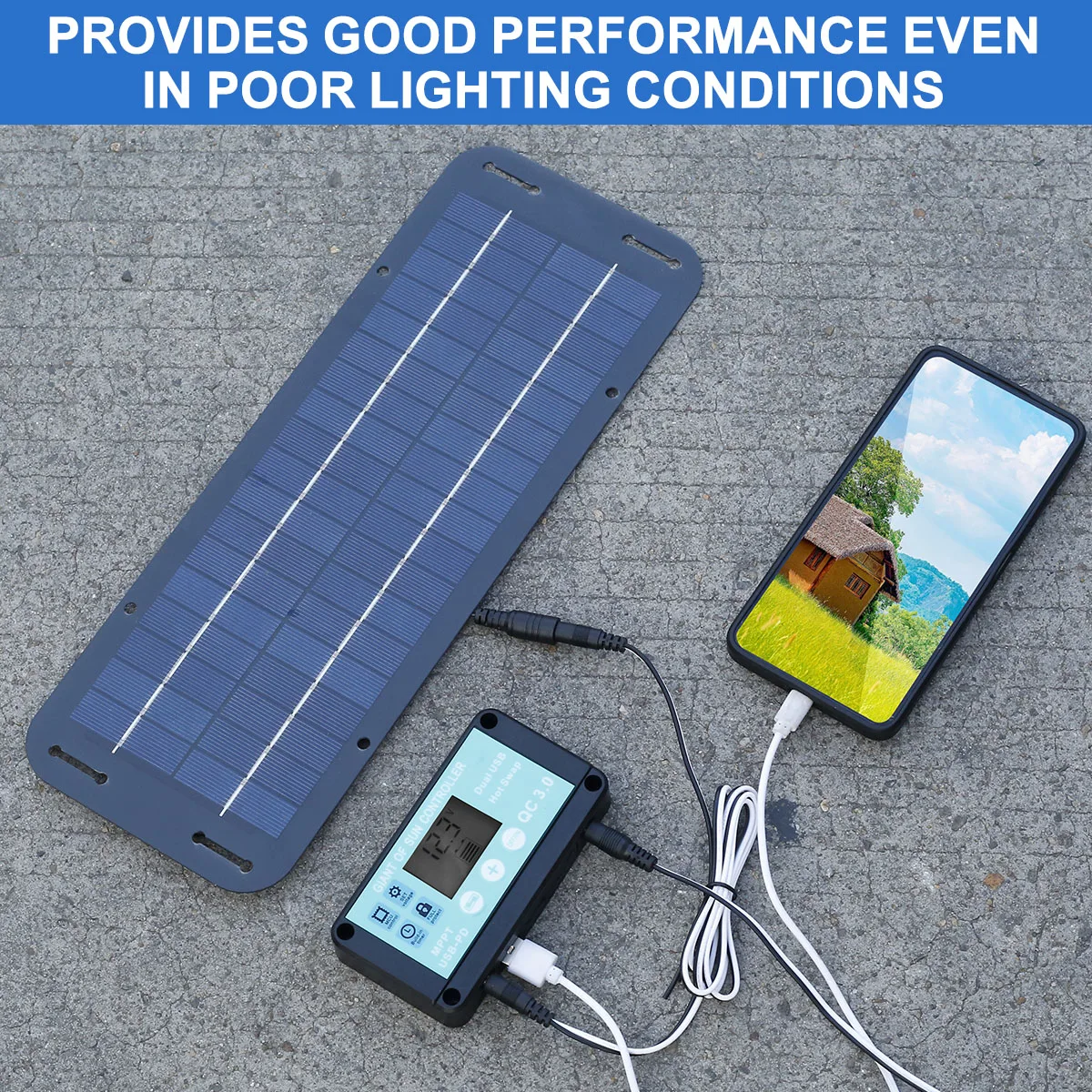 Solar Panel Kit 12V 30W IP65 Waterproof Solar Trickle Charger Outdoor Portable Monocrystalline Solar Powered Battery Charger