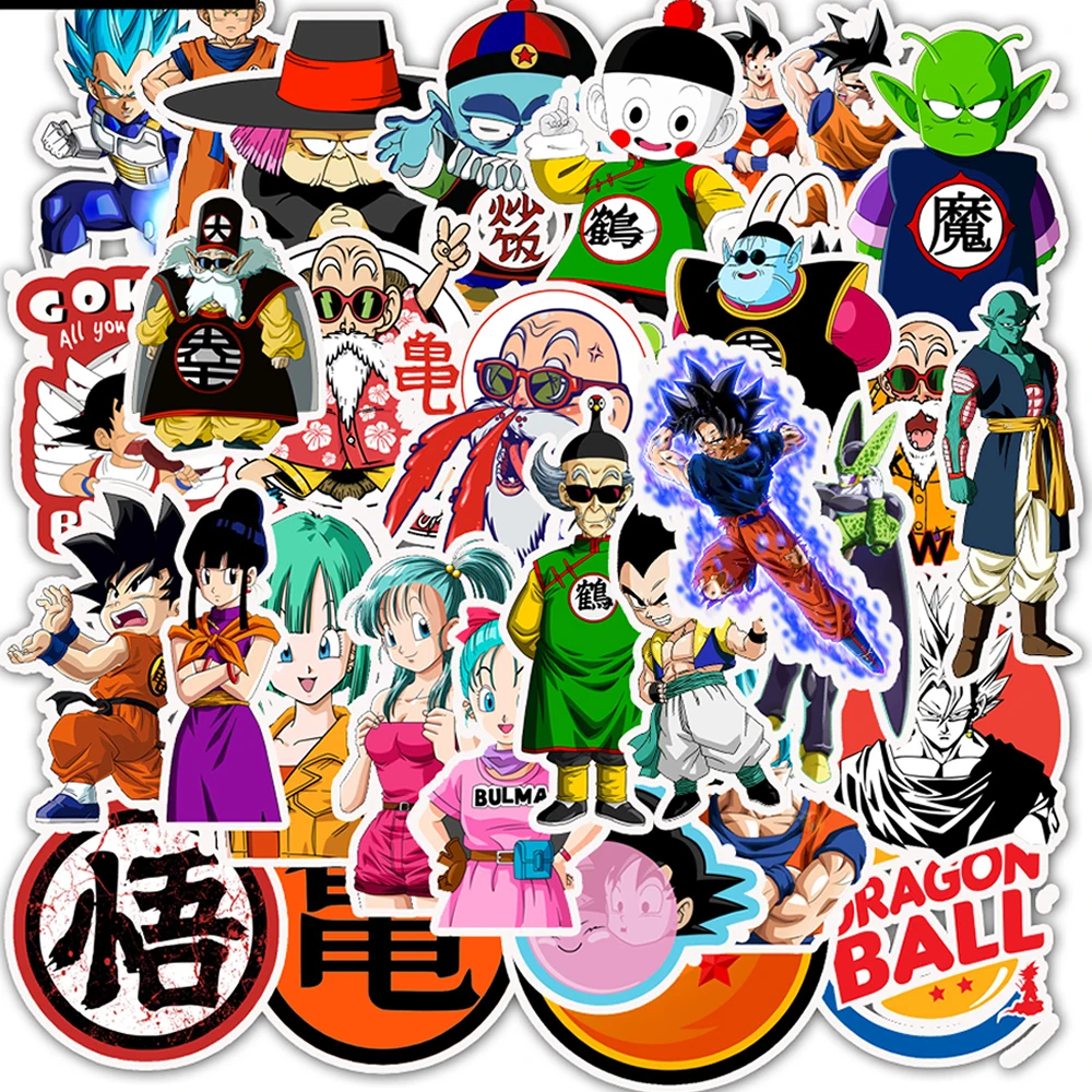 50pcs Dragon Ball Stickers Anime Cartoon Laptop Phone Guitar Skateboard Decoration Graffiti Sticker Book Kids DIY Decal Gift Toy