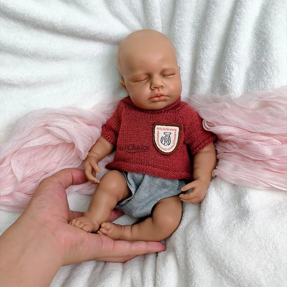 Pelle scura Loulou 12 pollici Baby Boy Corpo intero Bambola rinata in silicone morbido Realistica bambola fatta a mano lavabile per giochi di ruolo Giocattolo per bambini