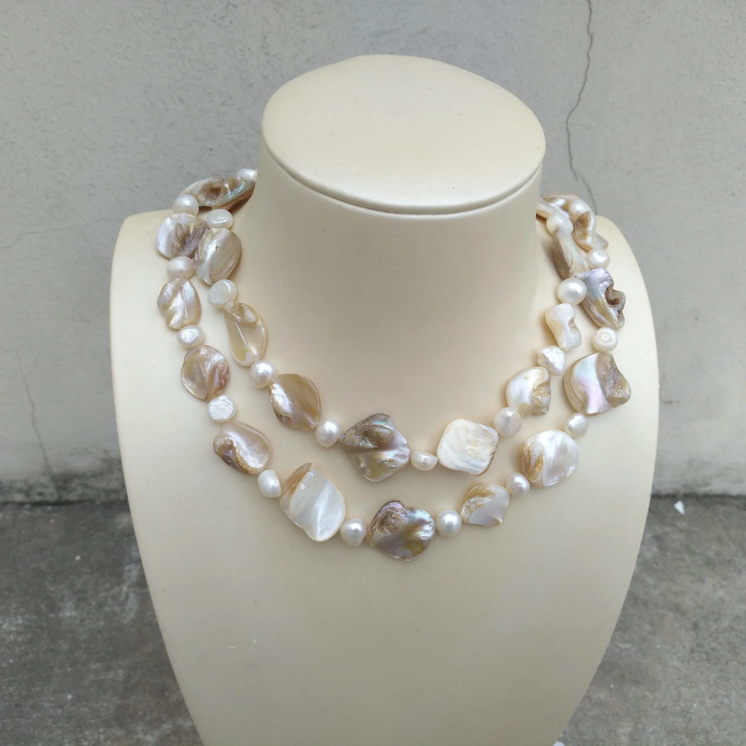 Apply Any Occasion Aaa White South Sea White Pearl +Shell Necklace 90cm Hand knotted