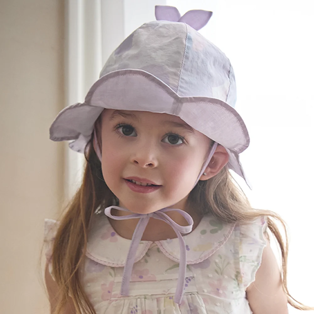 Dave Bella Children Hat Girl Summer Sun Hat Fashion Sweet Baby Print Cap Cool Pure Cotton Purple Beach Hat Accessories DB2261441