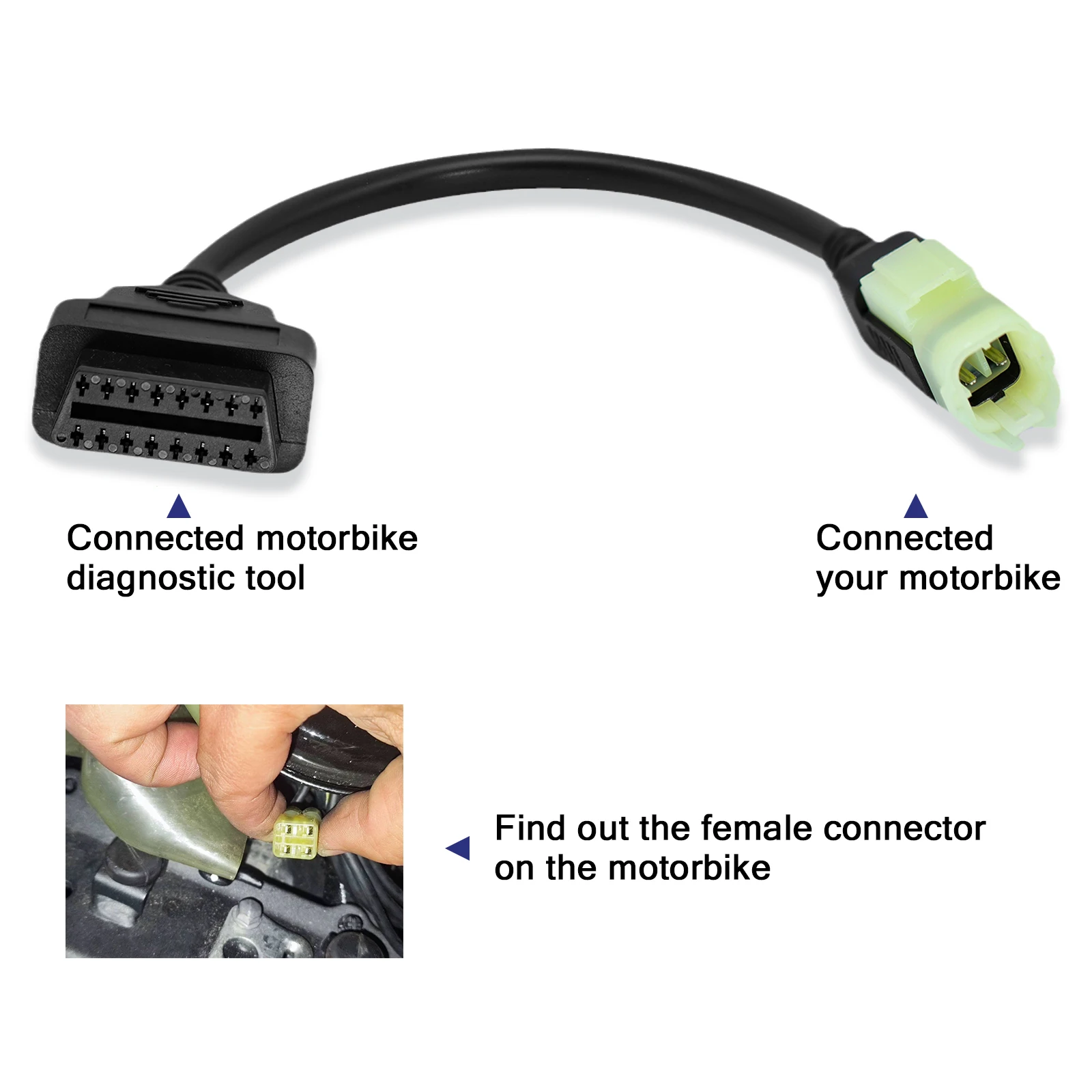 OBD Cable For Kawasaki 4Pin OBD2 Diagnostic Cable for Z250, Z650