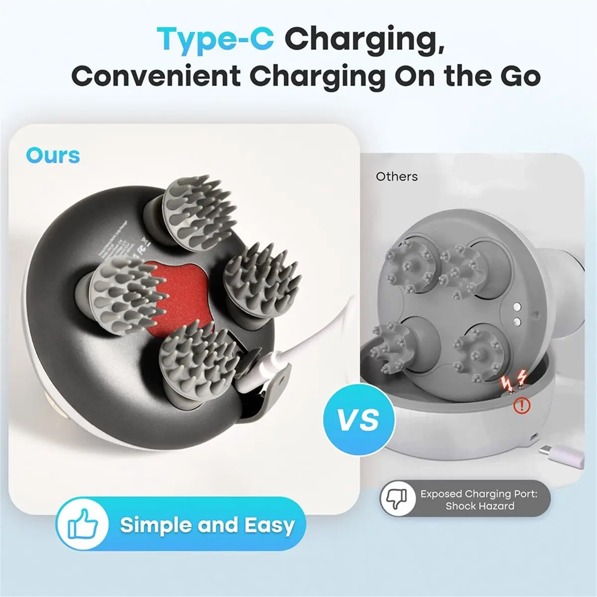 مدلك الرأس IPX7 للتنظيف العميق، مستخرج الروح، مدلك الحيوانات الأليفة، مدلك فروة الرأس الكهربائي مع 8 رؤوس تدليك #1