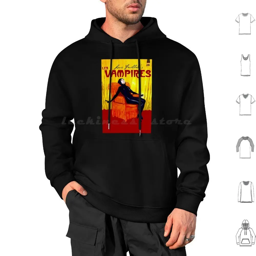 Les Vampires ( 1915 ) Les Vampires-Vintage French Horror Silent Film Poster Louis Feuillade Hoodie cotton Long Sleeve