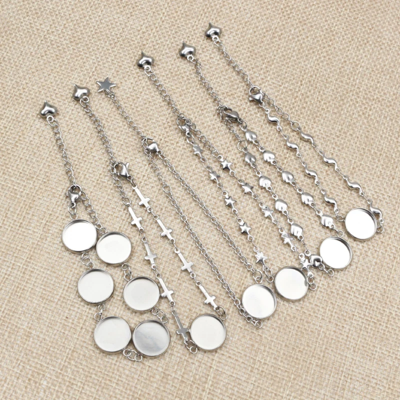 2pcs 12mm 14mm 16mm 18mm 20mm 316 stainless steel Bangle Base Bracelet Blank Findings Tray Bezel Setting Cabochon Cameo