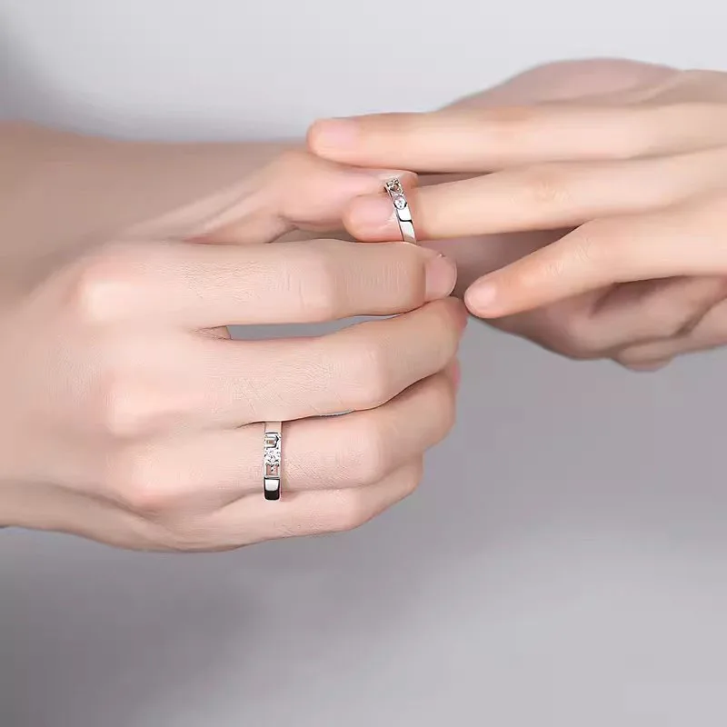 Unisex Eternity Rings Set for Couples Fashionable Luxurious S925 Pure Silver Engagement Commitment Jewelry