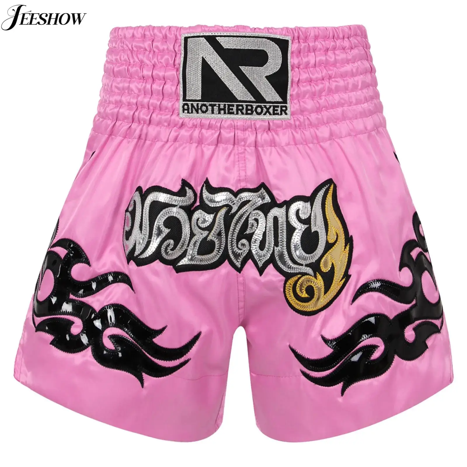 Unisex Muay Thai Boxing Shorts, High Grade MMA Fighting, bordado elástico na cintura, shorts esportivos para homens e mulheres