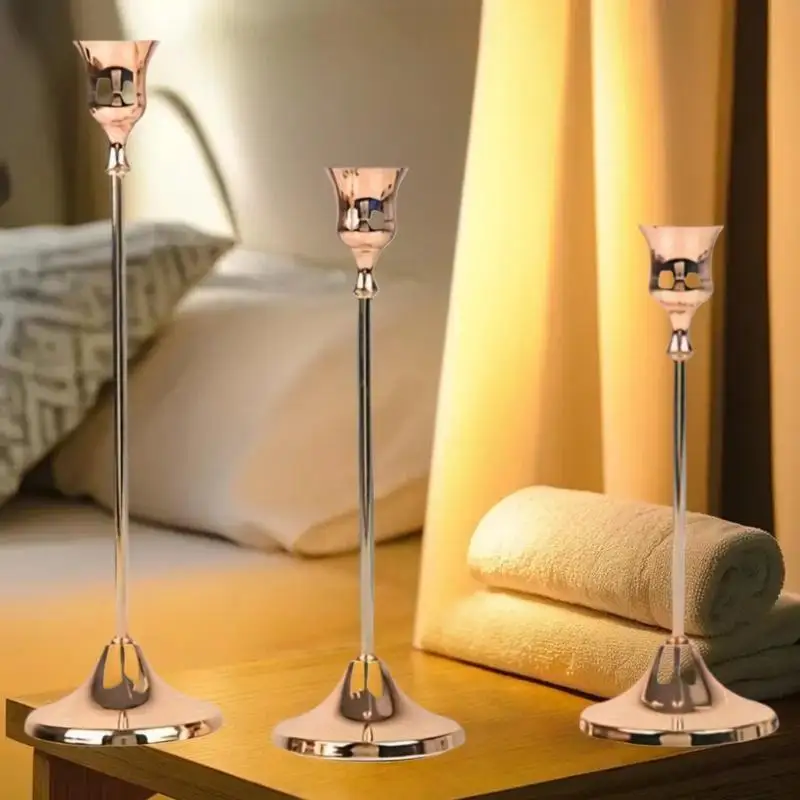 3er-Set Vintage-Kerzenhalter aus Metall – elegante Tischdekoration aus Aluminium für Hochzeit, Jahrestag und Hoteldekoration