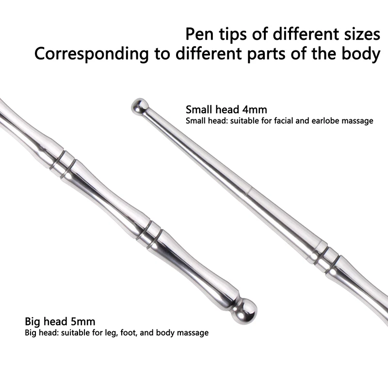1pcs Double Head Acupuncture Pen Facial Reflexology Tools Stainless Steel Trigger Point Massager Tool Deep Tissue Massage Tool