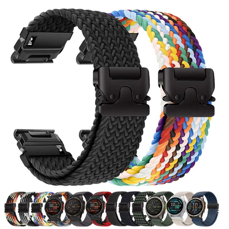 Nylon Watch Strap for Garmin Fenix 8 7 7Pro 6 Tactix 7Pro Forerunner 965 265 255 Venu 4/3/2 Instinct 2 Watchband Braided Loop