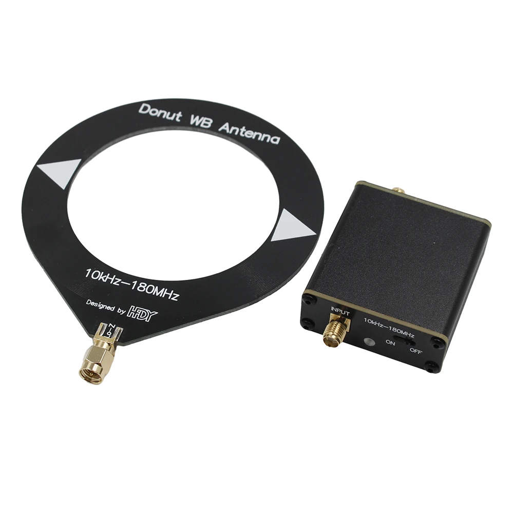 Transimpedance Amplifier Mini Loop Antenna Built-In 500 Mah Battery 10kHz-180MHz Donut Wideband Antenna for SDR Walkie Talkie