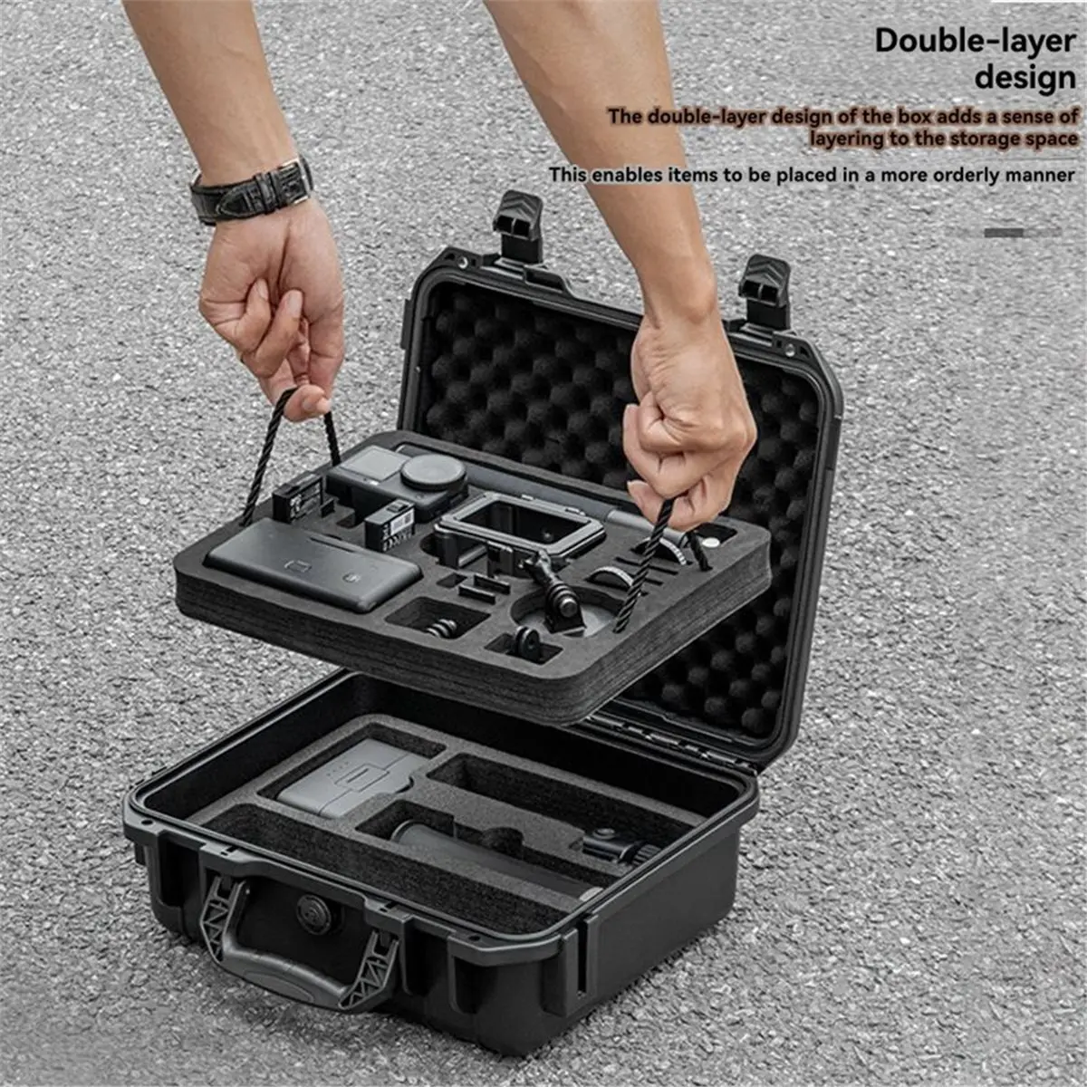 A46U Layers Hard Case for Action 6/5 PRO Waterproof Box Portable Travel Suitcase Camera Accessories Carrying Case