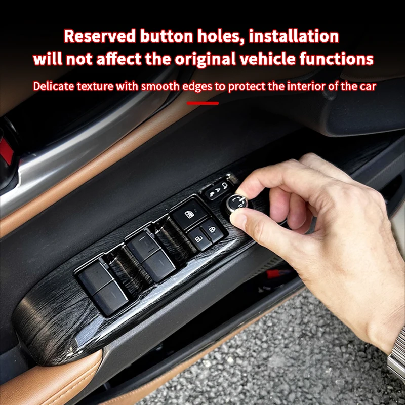 

Car Interior Kit Gear Shift Panel ABS Black Wood Grain Gear Head Knob Cover Window Lifting Panel Fit For Toyota Camry 2025-2026