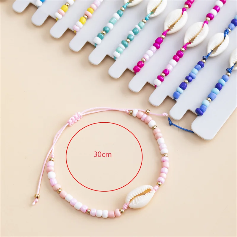 12 pcs/set Shell String Rope Adjustable Braided Bracelets Set Colorful Beads Chain Charm Bracelet Jewelry Gifts