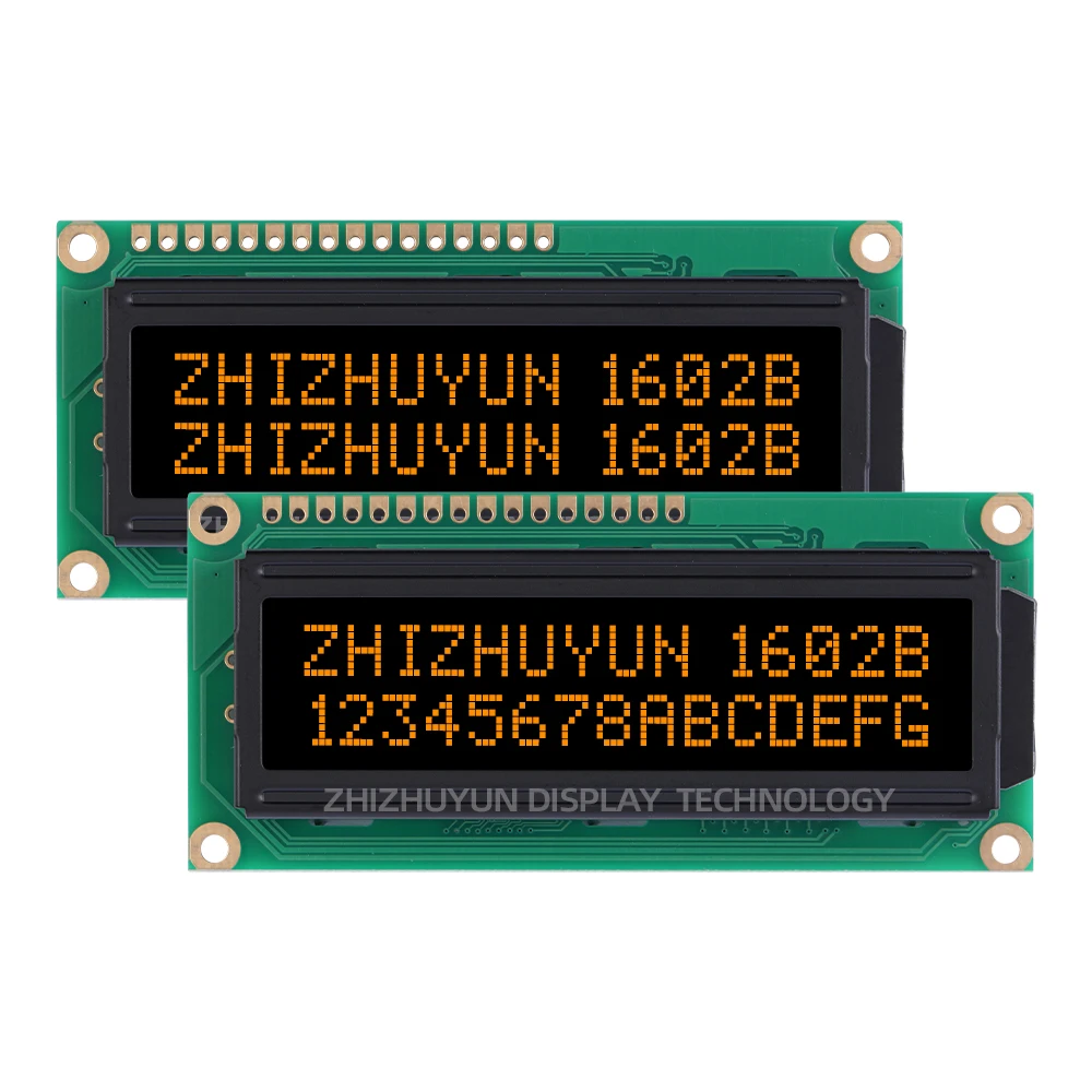 1602B REV.C Industrial Grade LCD Screen BTN Black Film Yellow Font 16PIN Standard Interface 16*2 With LED Backlight