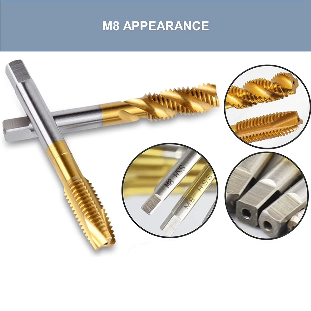 

AB34-10Pcs Machine Screw Tap Set, Spiral Flute Drill Taps Metric M3-M8 And Spiral Pointed Taps M3-M8 Thread Tapping Tool