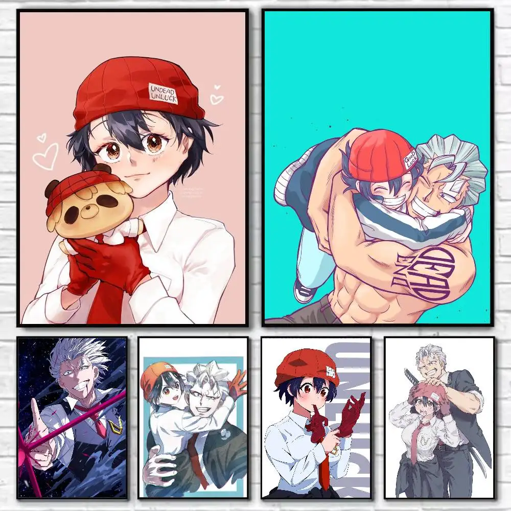 Anime Undead Unluck Waterproof Self-Adhesive Wall Poster for Bedroom Living Room Home Decor