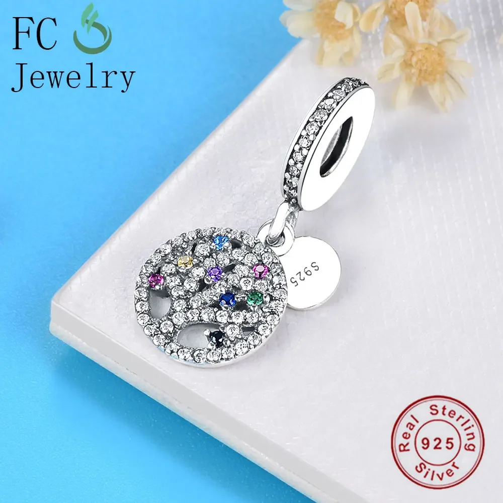 FC Jewelry Fit Original Brand Charms Bracelet 925 Sterling Silver Tree of life Color CZ Crystal Beads Pendant Berloque DIY Gift