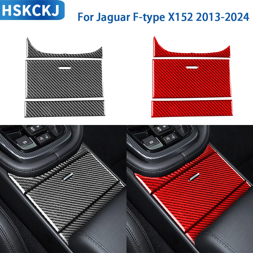 

For Jaguar F-type X152 2013-2024 Accessories Real Soft Carbon Fiber Center Storage Panel Cover Trim Sticker