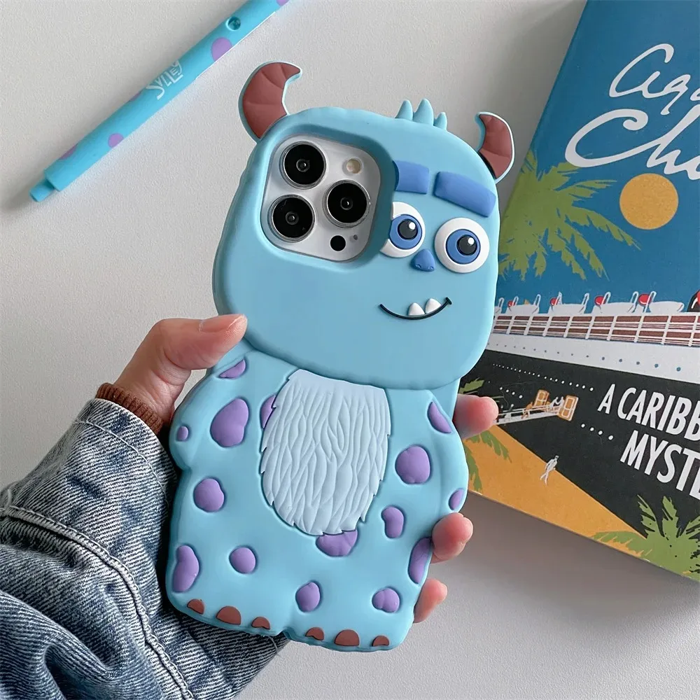 3D Cute Cartoon Anime Toy Story Sulley Phone Cases Soft Silicone Anti-drop Back Cover For iphone 14 15 Plus 11 12 13 16 Pro Max