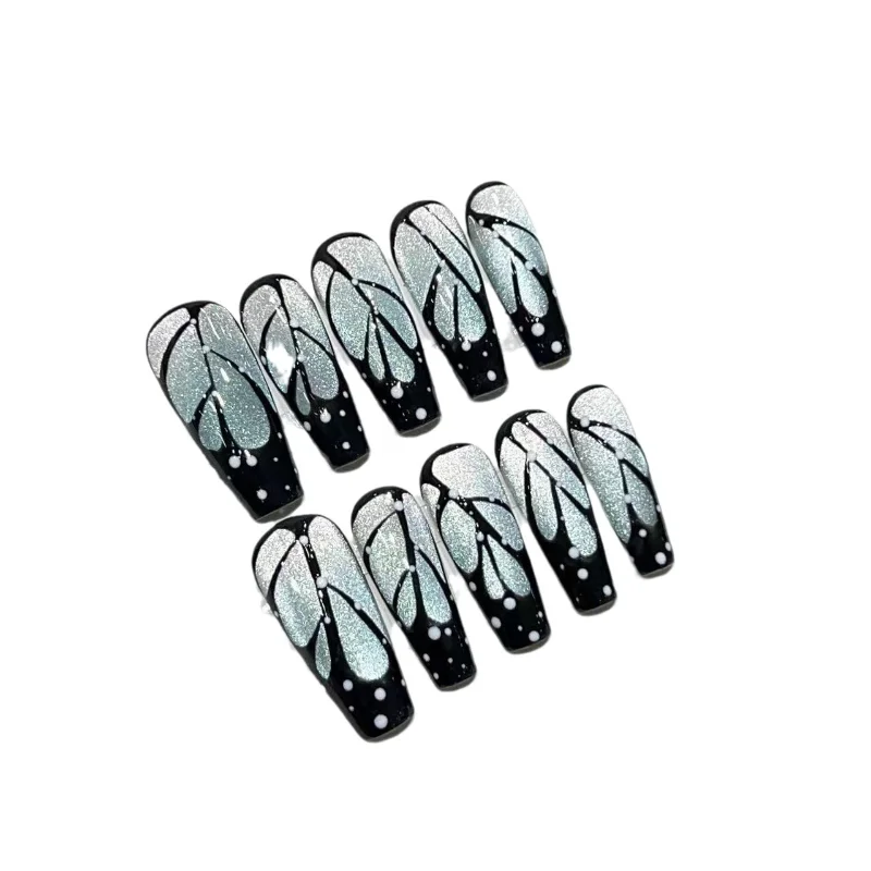 

[Cicada Wing] Чистый ручной носил, накладные накладки для ногтей, меняющие цвет кошачий глаз, расширенный смысл, ручная роспись, бутик-арт для ногтей