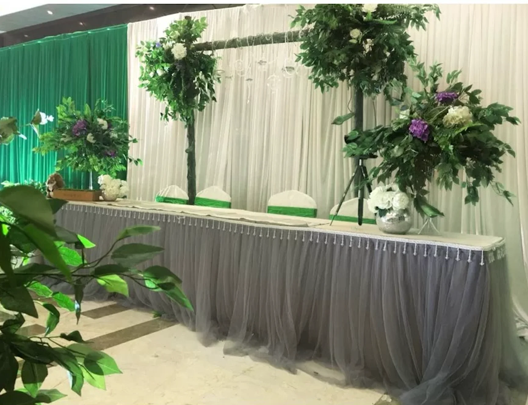 Double Layers Sign-in Table Skirt,Table Hotel Conference Table Cloth,Dessert Table Tutu Yarn Party Christmas Wedding Decoration