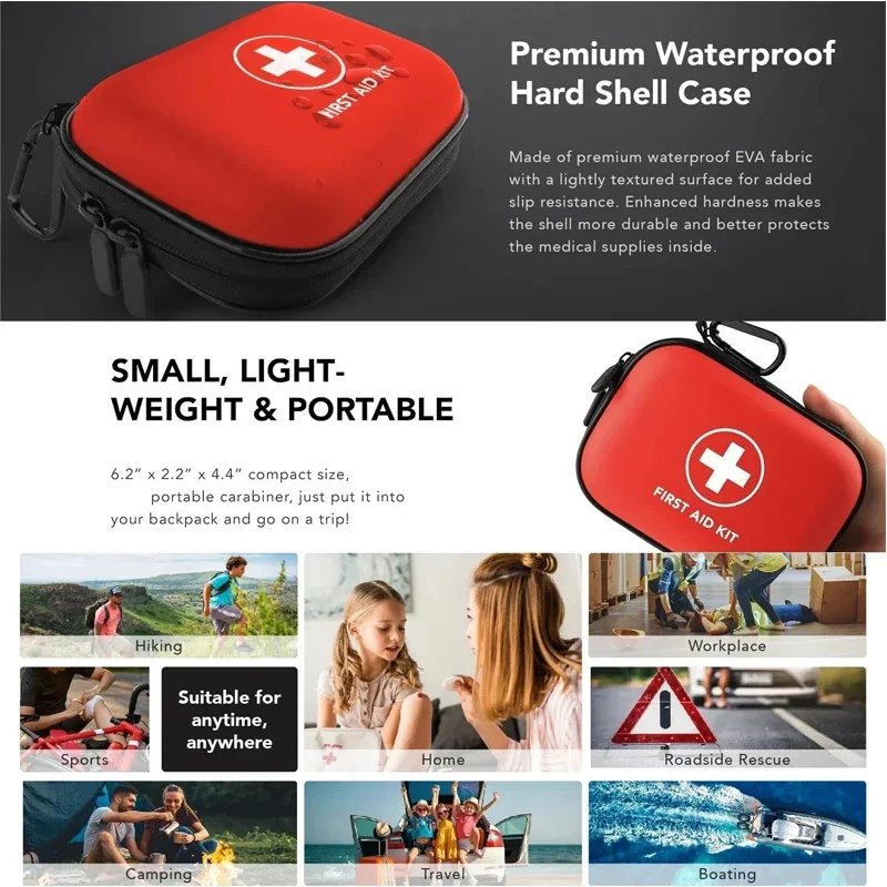 

Portable First Aid Kit in Hard Shell Case with Carabiner Clip & Compact Emergency Medical Bag for Home, Outdoor, Travel, Cam[][]