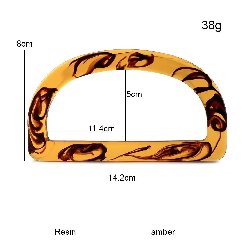 2PCS Amber Resin Resin Bag Handle D-Shape Semi-circular Round Bag DIY Handle Tortoiseshell Translucent Handbag Accessory