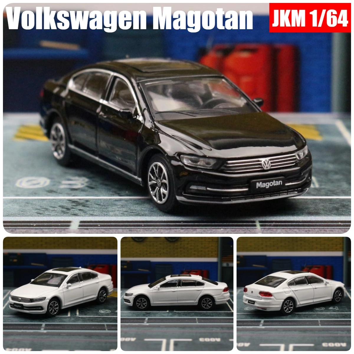 Volkswagen Magotan Miniature Model, Metal fundido, Toy Car liga de zinco, JKM Classical Vehicle, Rodas grátis, Coleção Gift, 1:64