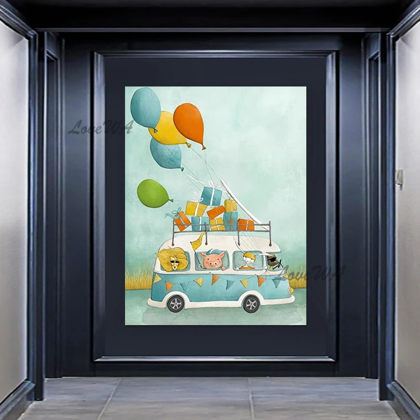 

Украшение стены детского сада, холст, абстрактная картина с милыми животными, безрамная картина в простом стиле, художественные картины маслом