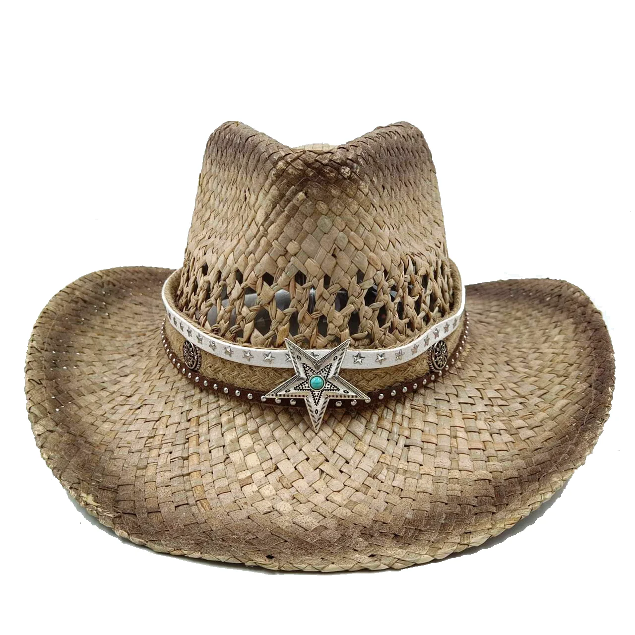 Painted Cowboy Straw Hat pentagram Accessories Men's Summer Outdoor Travel Beach Hat Unisex Western Cowboy Hat