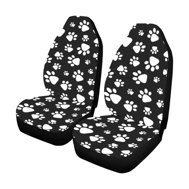 Pet Paws Car Seat Covers for Vehicle 2 pc Set, Animal Dog Cat Print Pattern Front Seat Puppy Gift Women Protector Accessory SUV