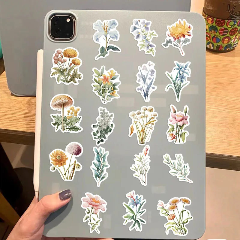 50PCS Natural Plant Illustration Cartoon Graffiti Stickers Phone Guitar Laptop Notebook Suitcase Waterproof Sticker Kids Toys