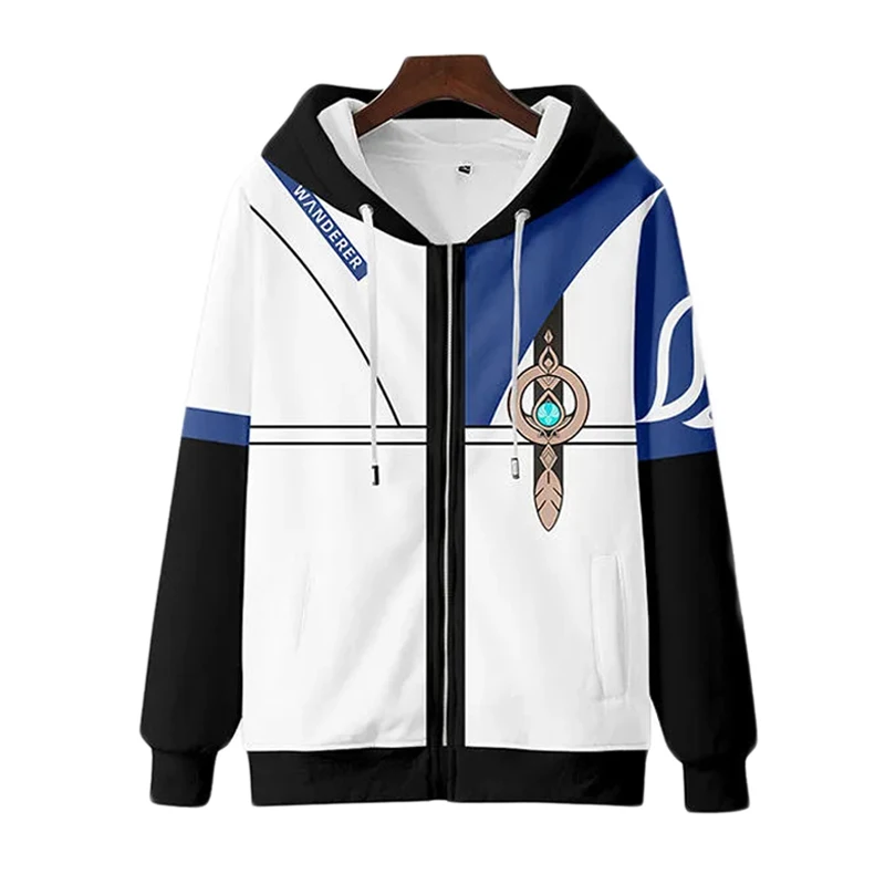 Nieuw Spel Genshin Impact Zwerver Cosplay Jas Scaramouche Kunikuzushi Unisex Jas Met Rits Balladeer Hoodies Pullover Kostuum