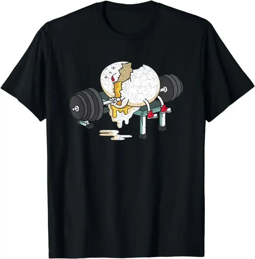 Funny Smashed Egg Fitness Gym Barbells Lifting Workout T-Shirt Unisex Style Shirts for Women Men Classic Short-sleev TShirts