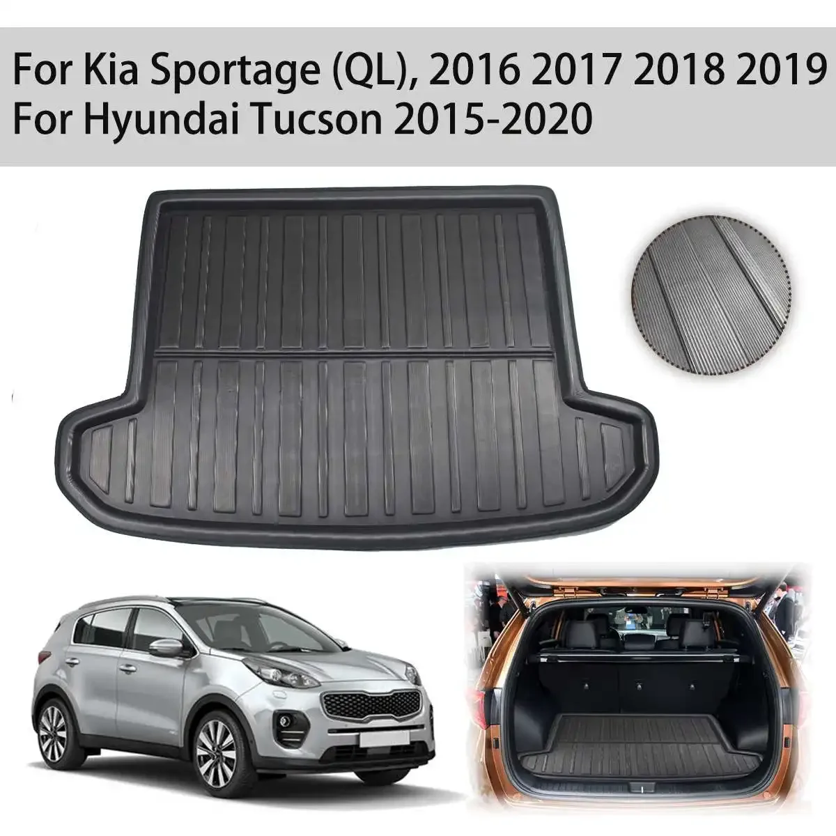 Boot Liner Trunk Mats Rear Cargo Floor Tray Mat for Kia Sportage QL for Hyundai Tucson 2015 2016 2017 2018 2019 2020
